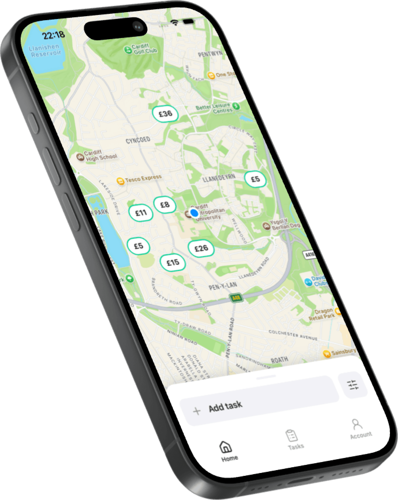 Pothole app on a phone
